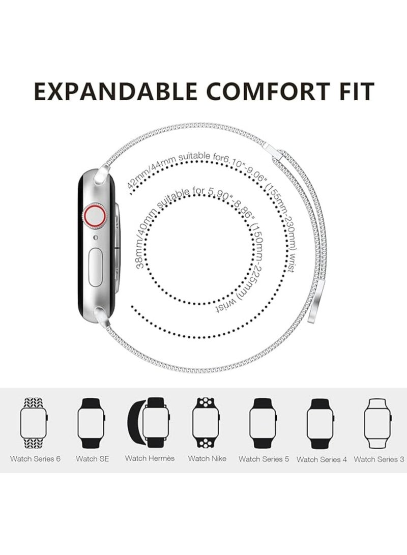 BEILINGDUN Compatible with Apple Watch Strap 49mm 46mm 45mm 44mm 42mm 41mm 40mm 38mm Women Men, Milanese Loop Apple Watch Band Ultra 3/2/1 SE3/2/1 iwatch Series 11 10 9 8 7 6 5 4 3 2 1 - Image 4